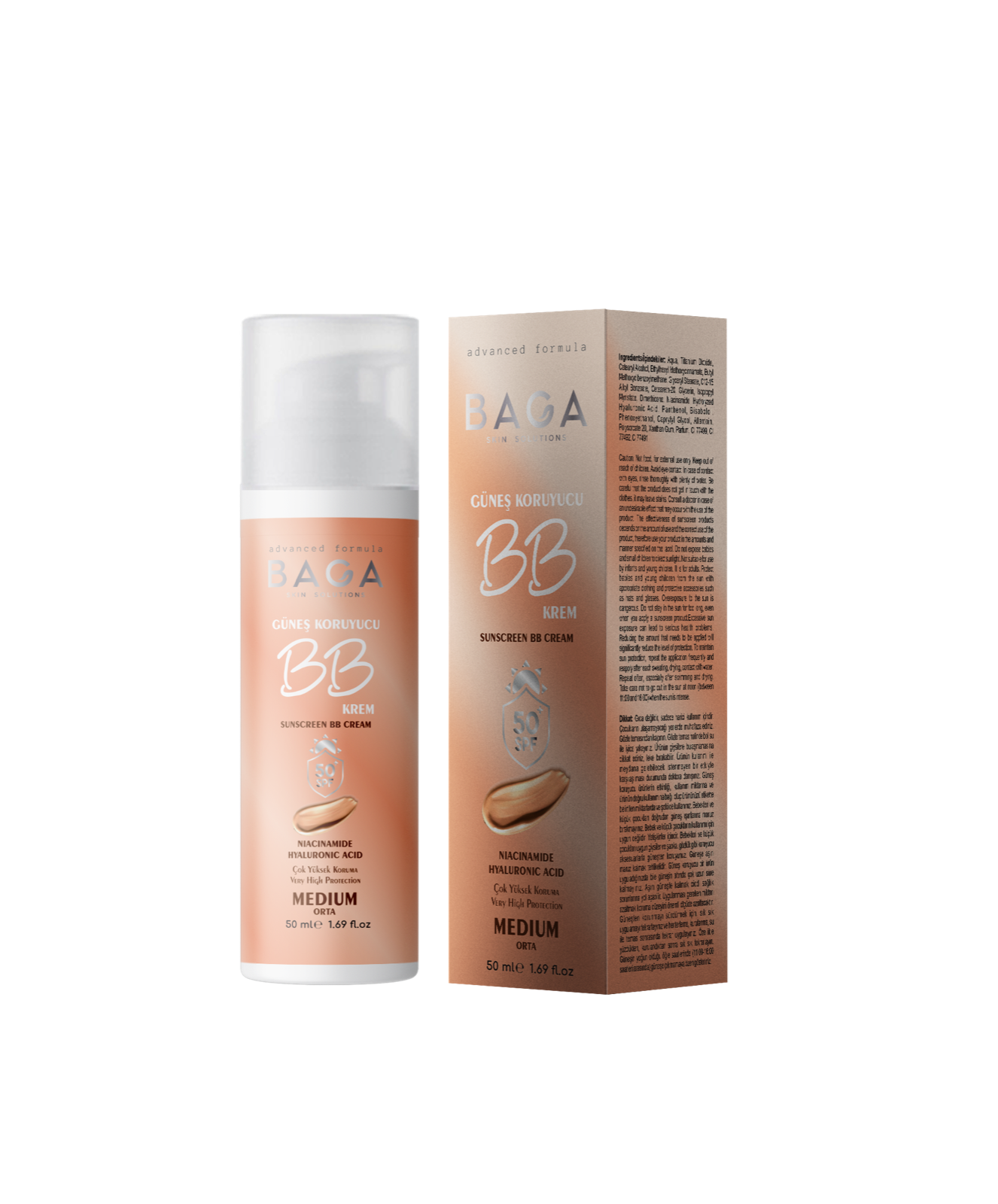 Baga Güneş Koruyucu BB Krem Medium 50 ml